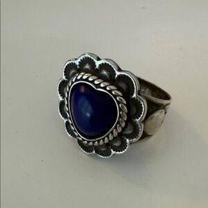 Carolyn Pollack 925 Native Tribal Southwestern Blue Lapis Heart Ring Size 7 *